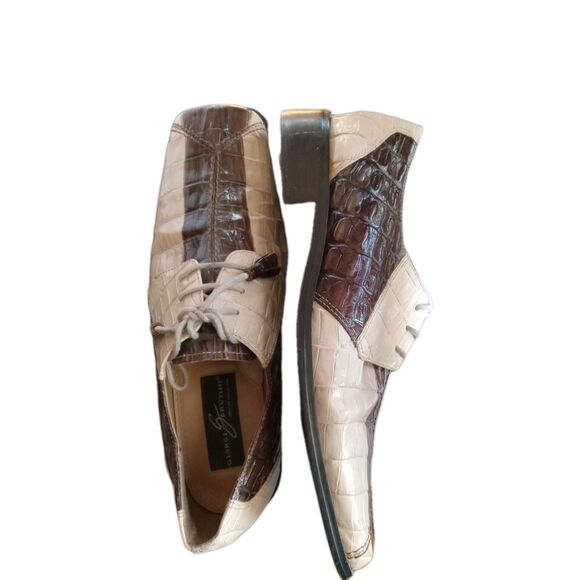 GIORGIO BRUTINI Exotic 2 Tone Alligator Skin Derby Shoes 9M Color Block Leather main image 4